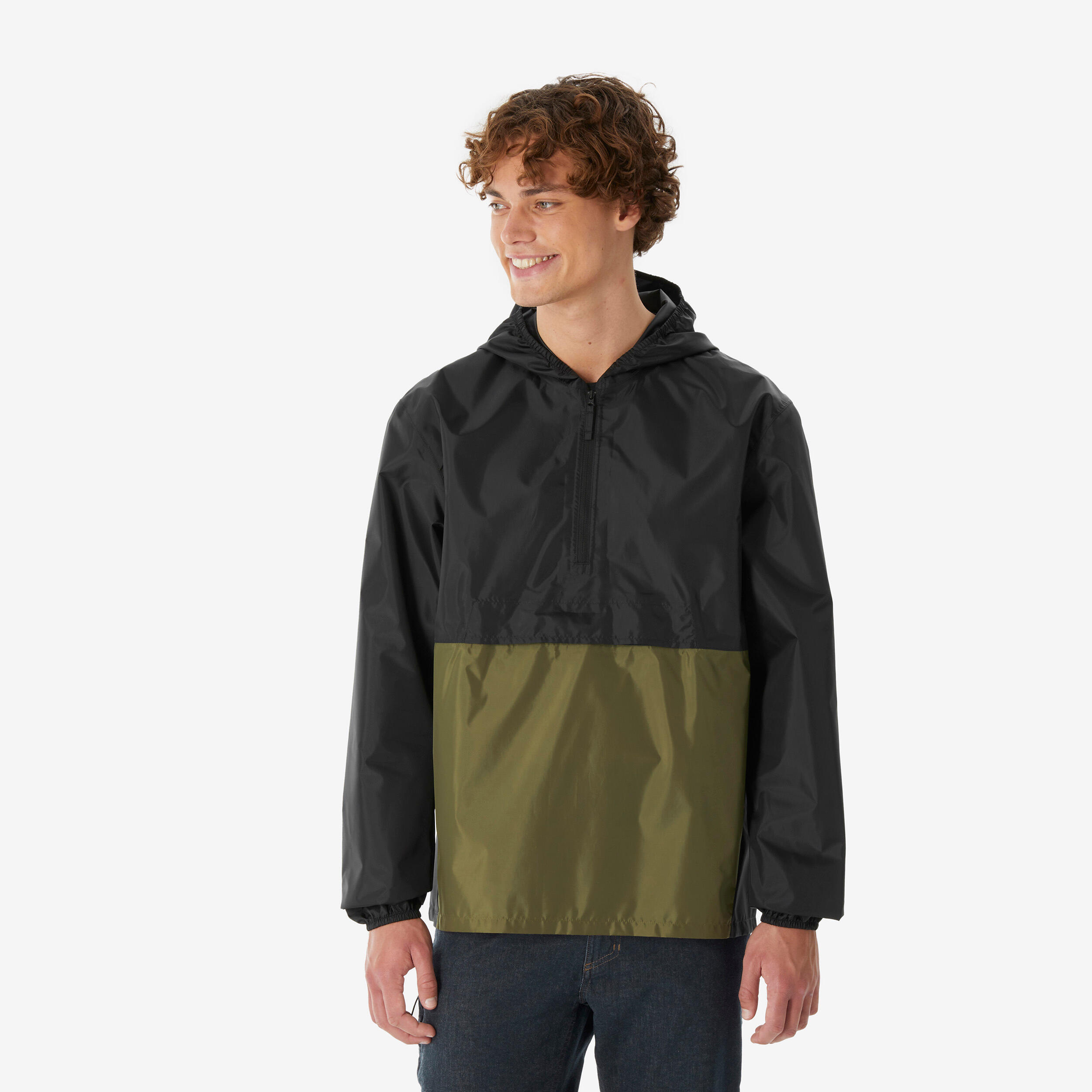 Men’s windproof and waterproof hiking jacket, Raincut 12 Zip - Black
